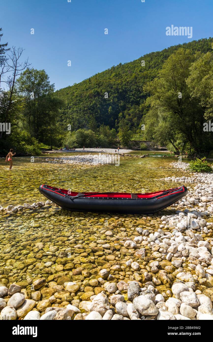 Rafting, Sava Bohinjka in Triglav national park, Slovenia Stock Photo