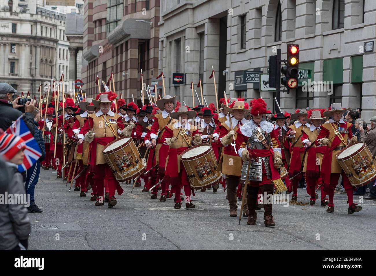 English civil war soldiers at the Lord Mayor of London parade Stock ...