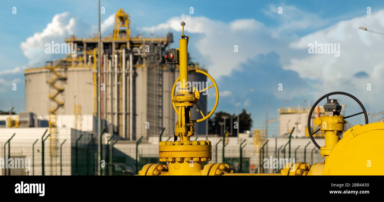 valve in the LNG gas transmission system Stock Photo Alamy