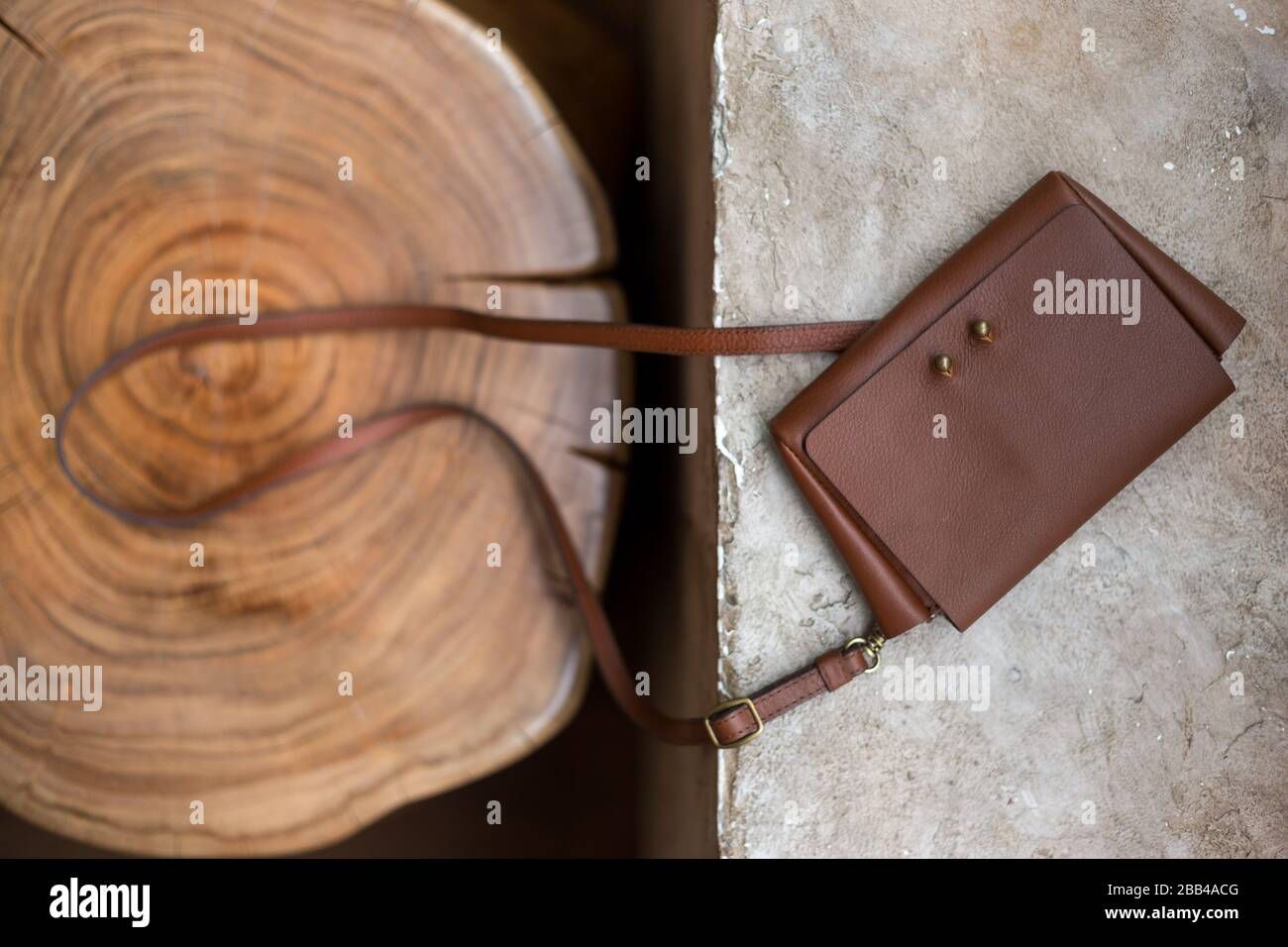 A small handmade leather purse Stock Photo