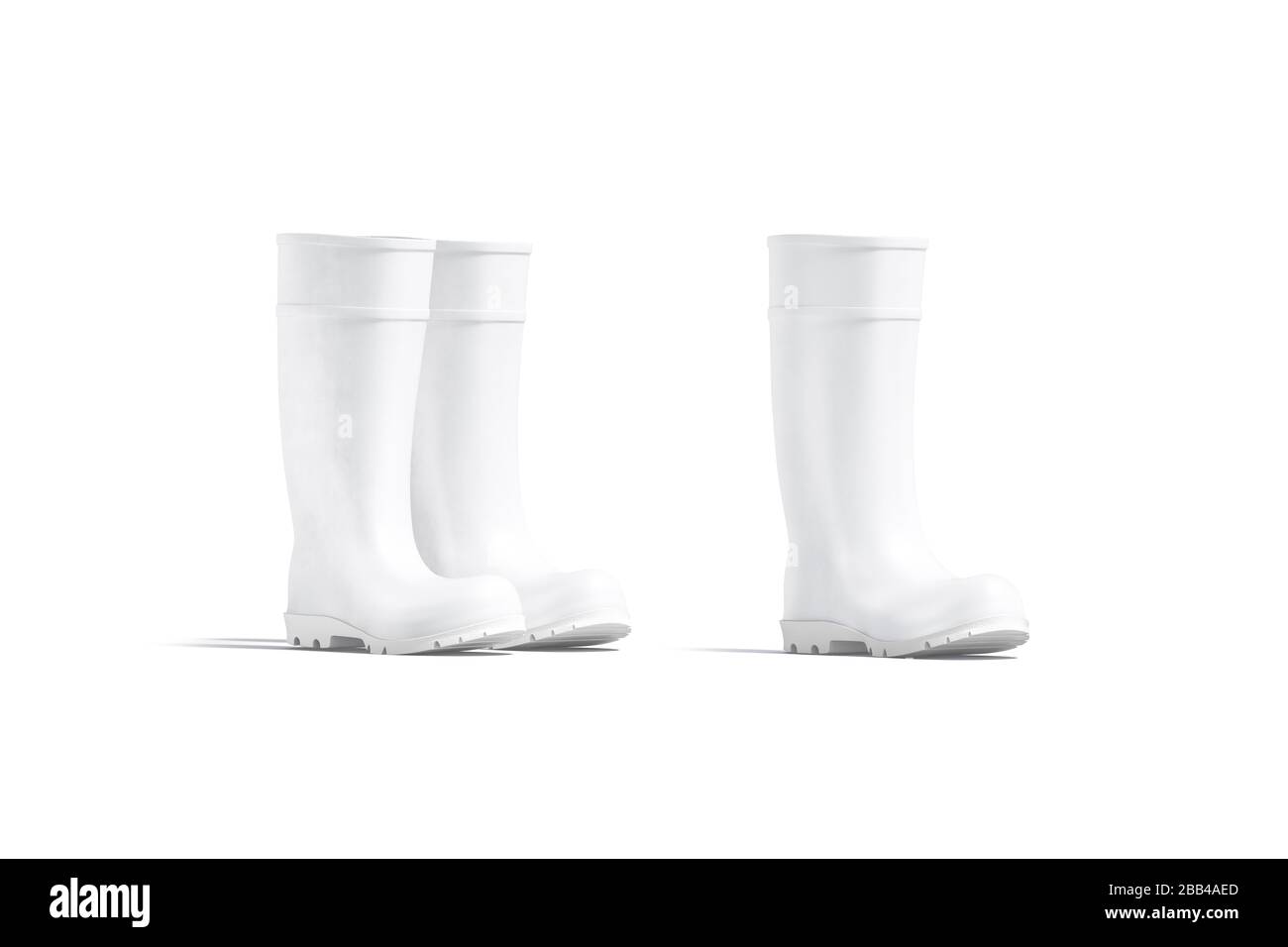 Blank white rubber wellington boot mockup, isolated Stock Photo