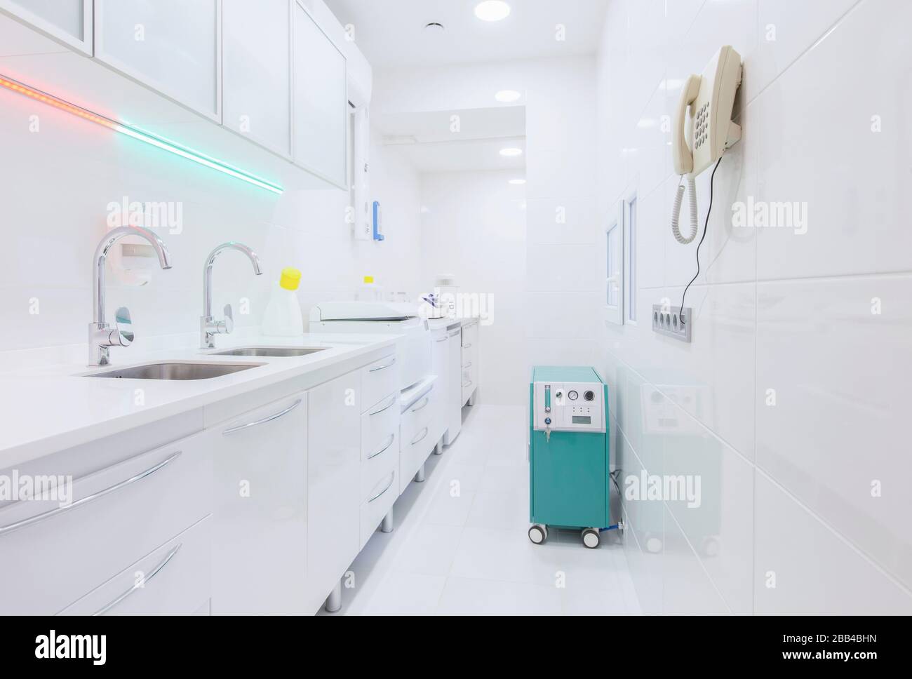 Hygiene room with modern equipment in professional medical hospital ...