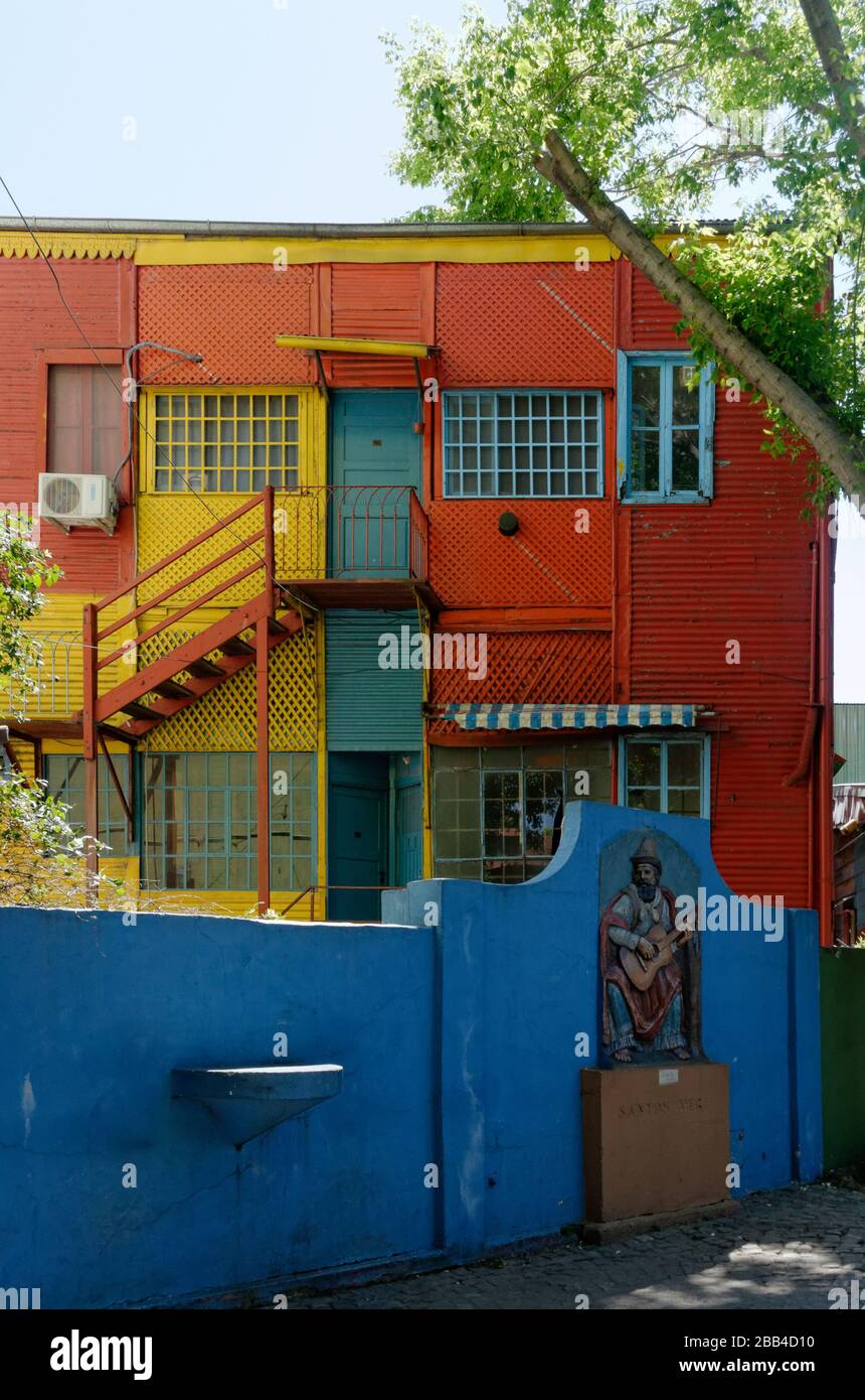 The colourful painted windows in Caminito, part of La Boca, Buenos Aries, Argentina Stock Photo