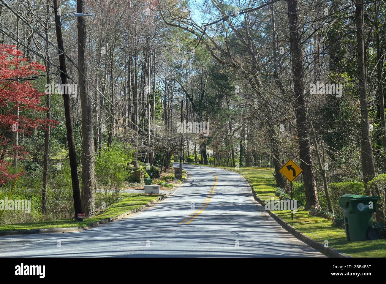 Road in a suburban area of Atlanta, Georgia, United States Stock Photo
