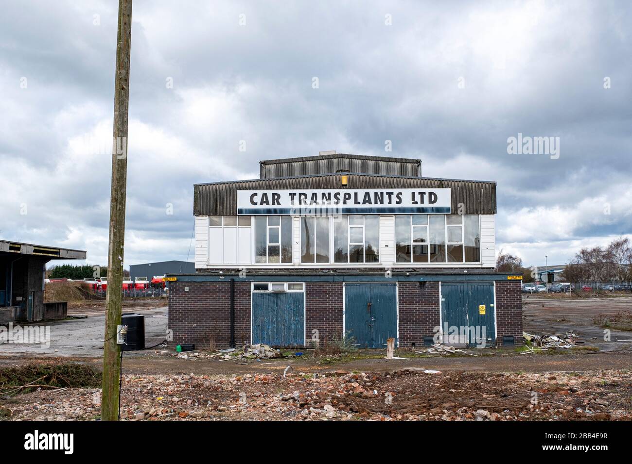 Former location of The Car Salvage Supermarket, Car Transplants Ltd in Winsford Cheshire UK Stock Photo