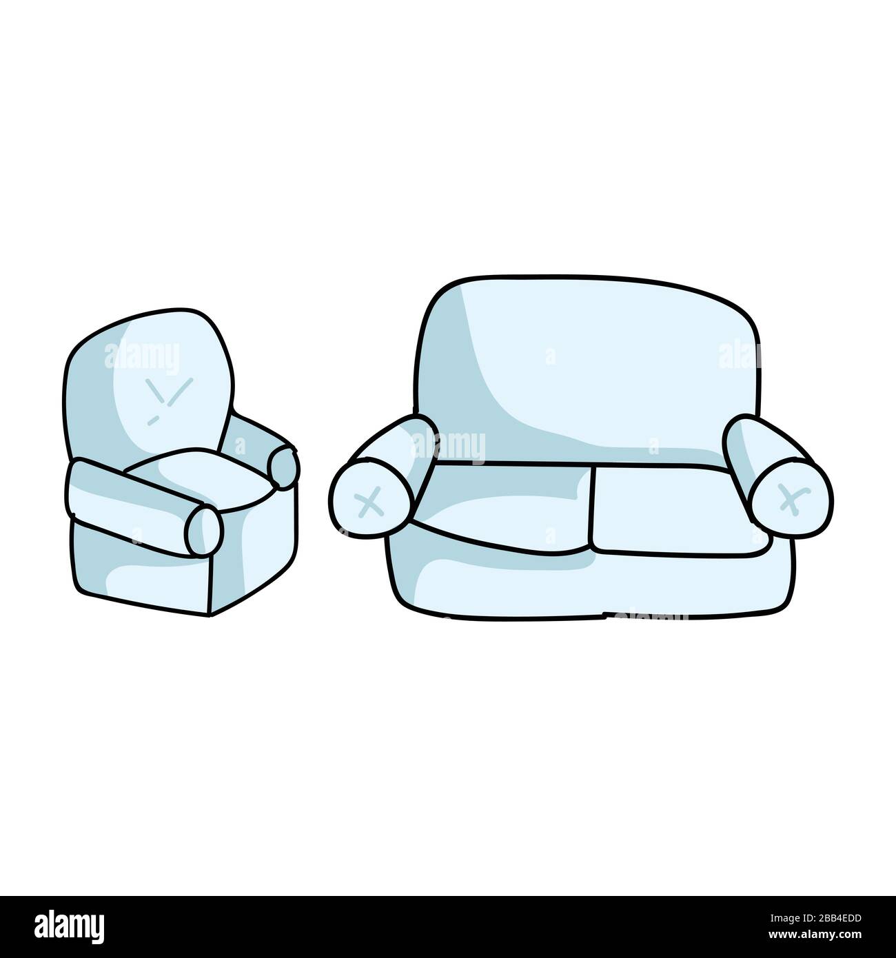 Cute cartoon lounge couch and armchair for household furniture vector  clipart. Home decor living room seat sofa for life comfort illustration  Stock Vector Image & Art - Alamy