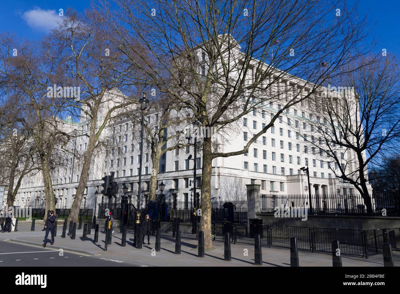 The British Ministry of Defence, main building, Whitehall, Westminster, London, UK.  The building was designed by the architect Vincent Harris. Stock Photo