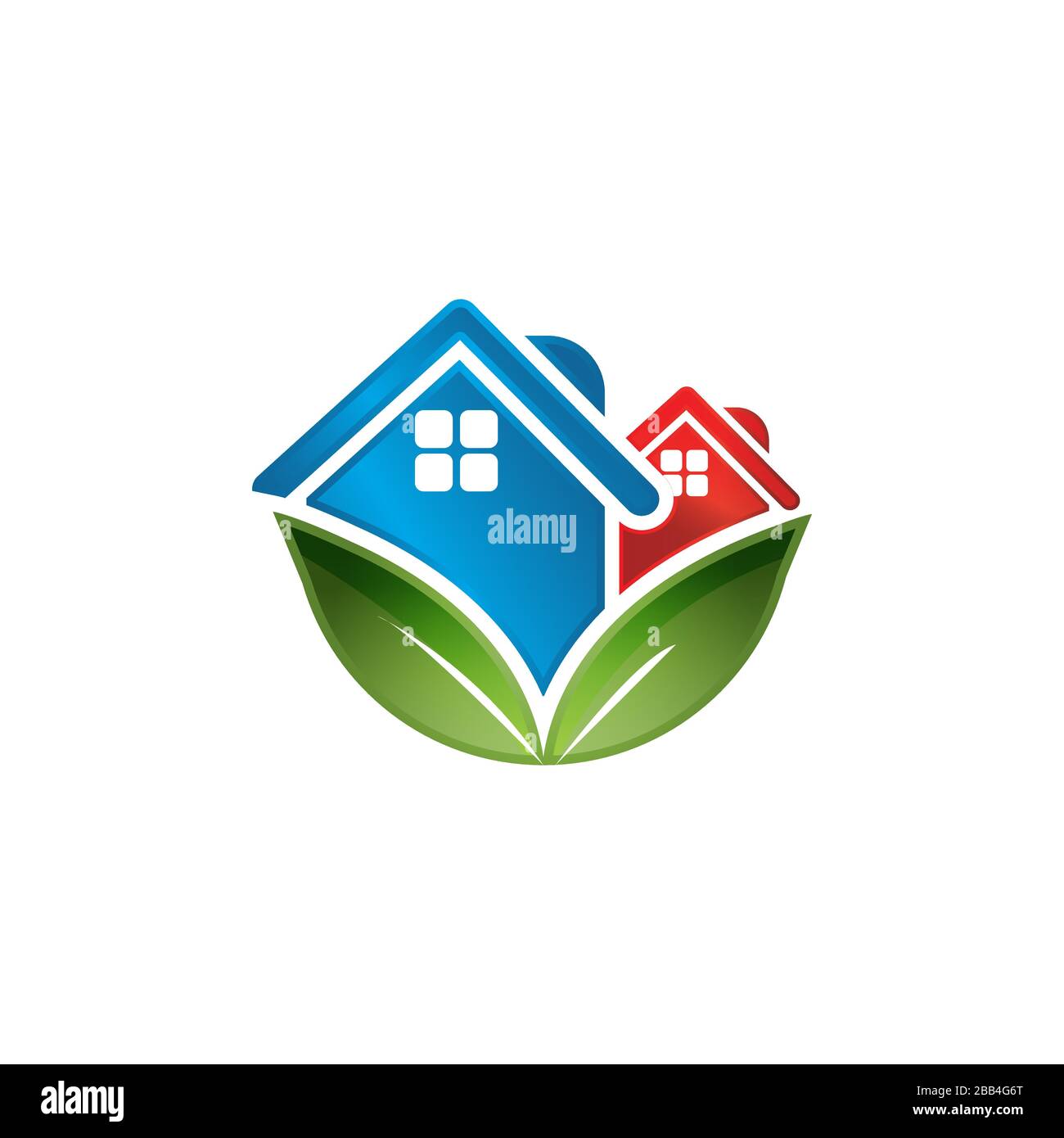 rooftop and leaf the symbol green building logo vector illustrations Stock Vector