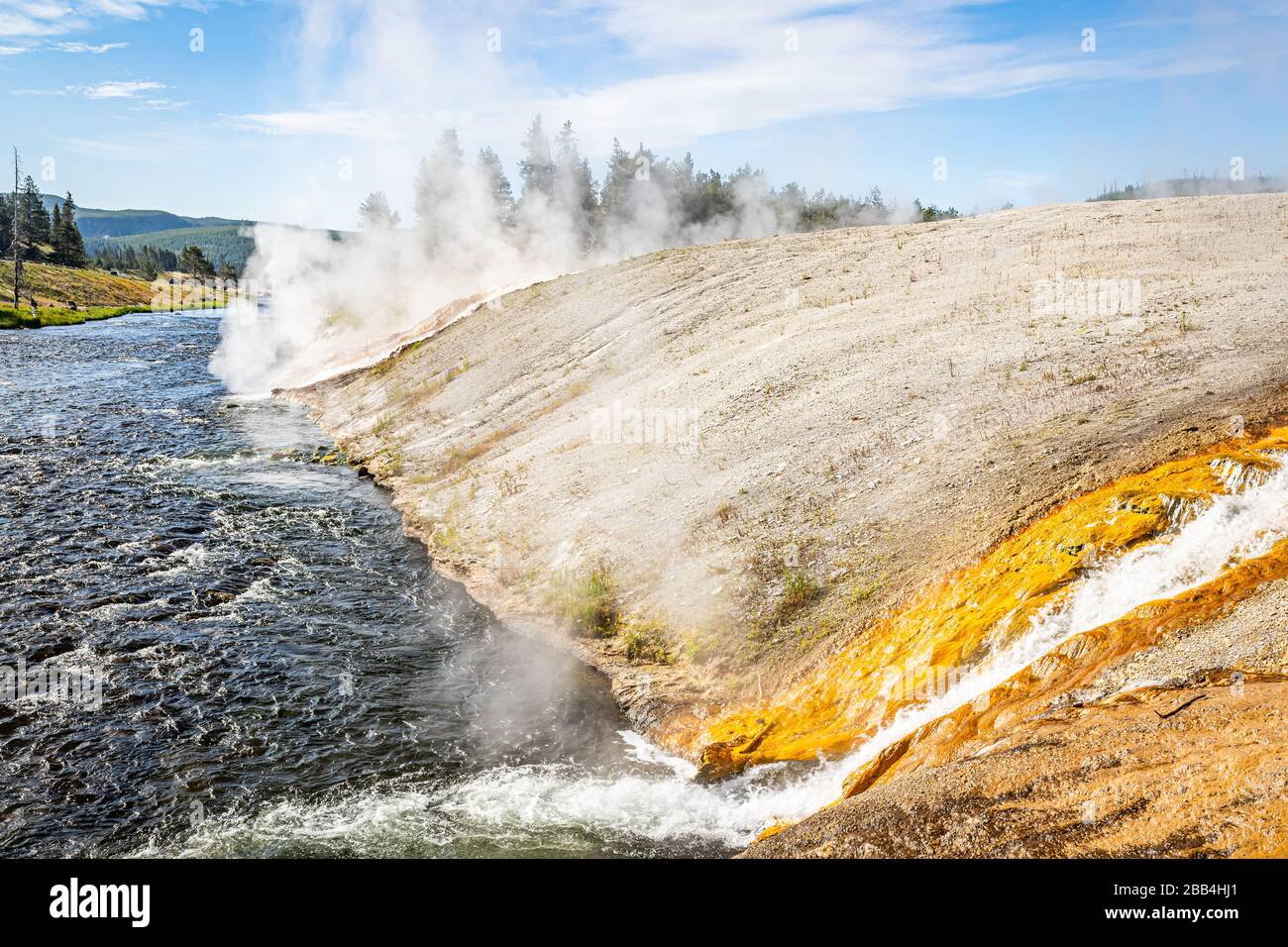 Firehole River at Yellowstone National Park in Wyoming. Stock Photo