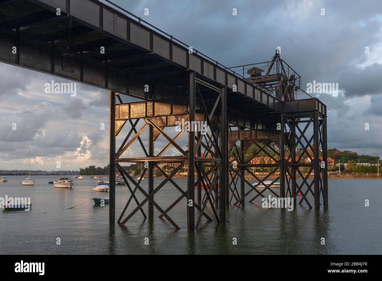 Old mining dock and shipyard. El Astillero, Cantabria Stock Photo