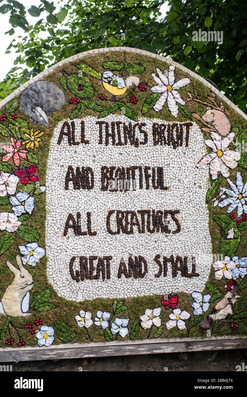 Well Dressing Ashford in the water Bakewell Peak District Derbyshire England Stock Photo