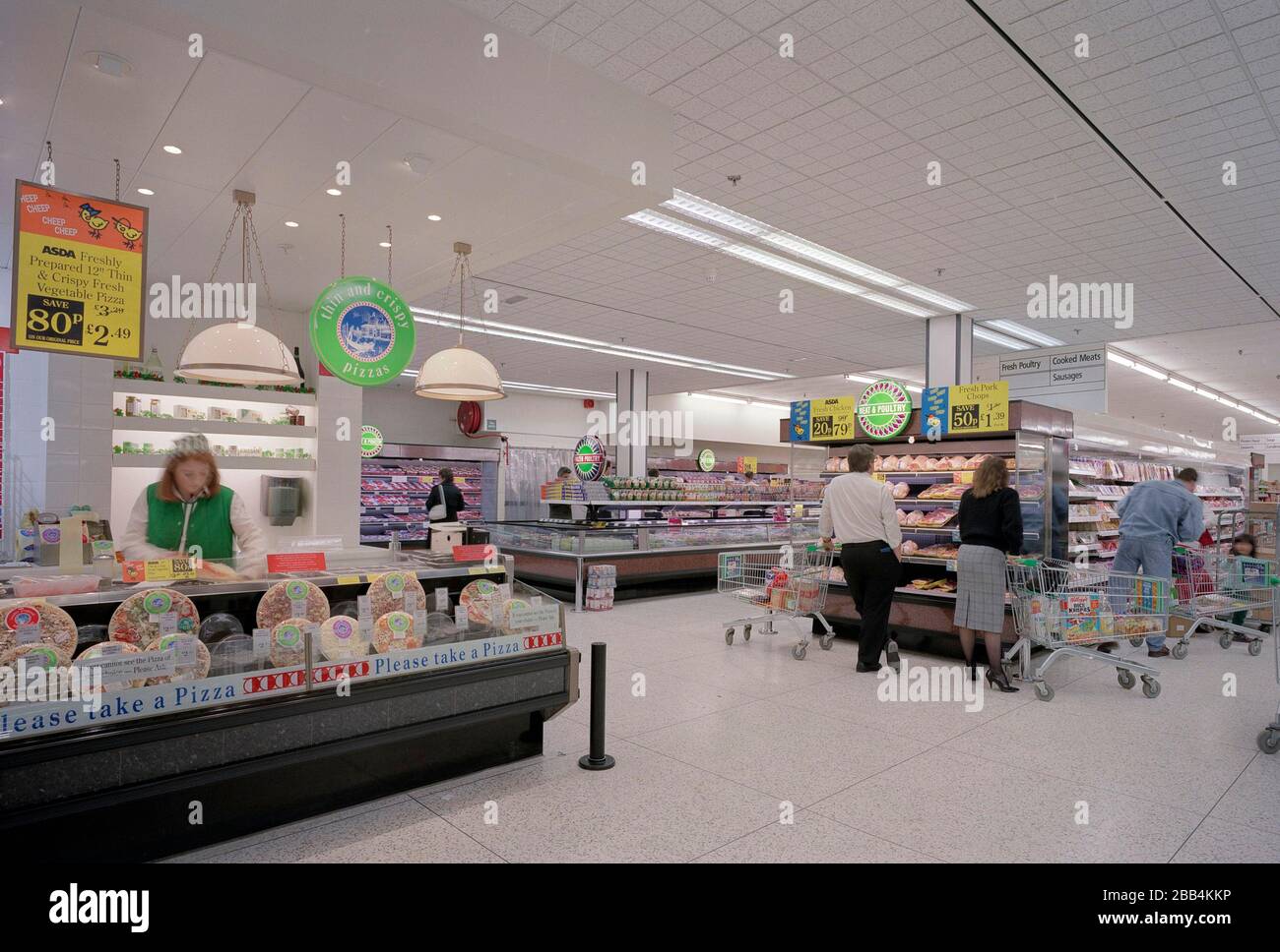 Brand new Asda supermarket in 1992, at Hinckley, West Midlands, England