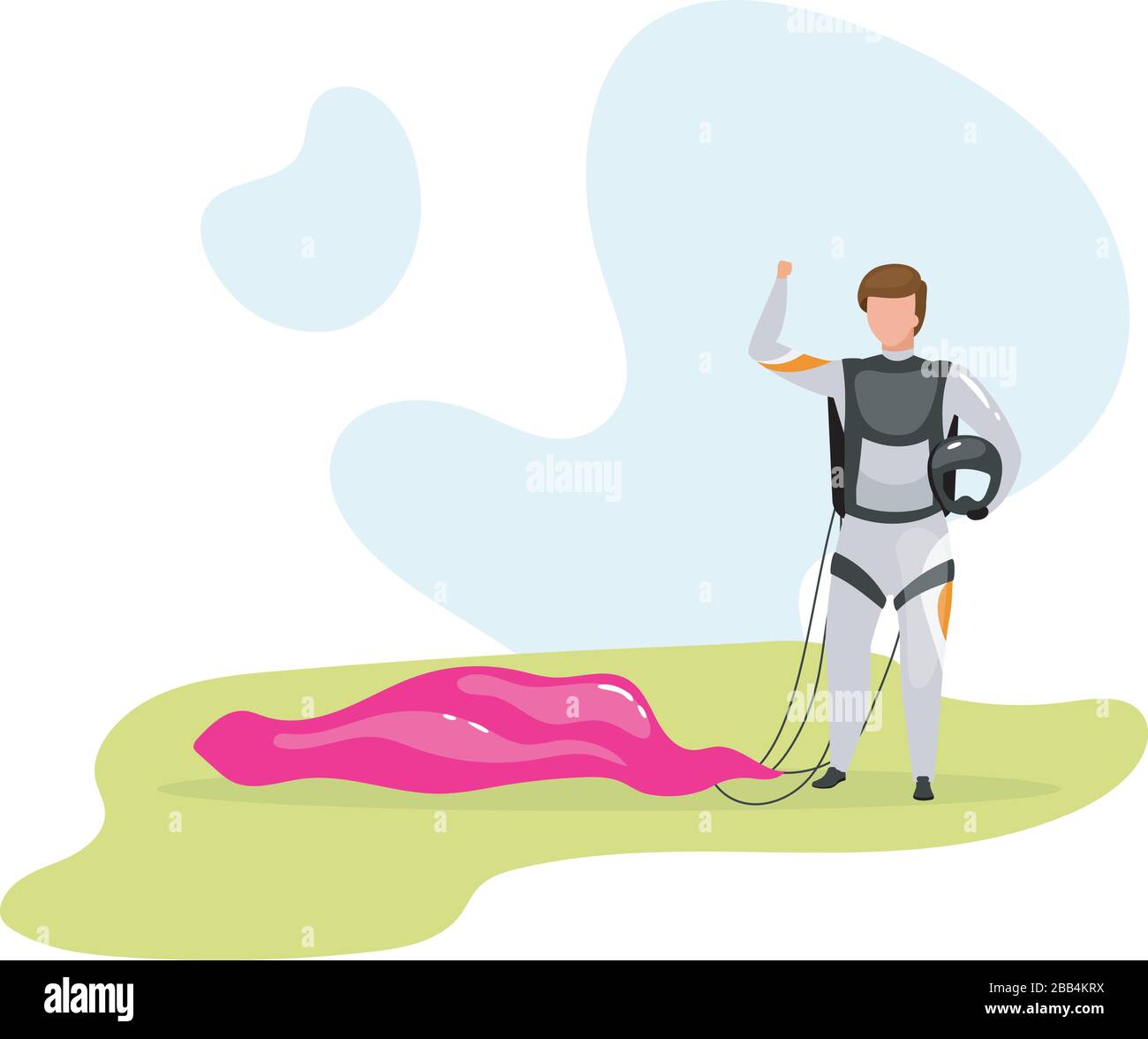 Man with parachute flat vector illustration Stock Vector Image & Art ...
