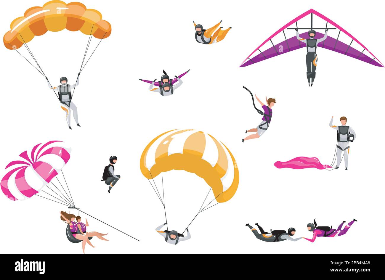 Extreme air sport flat vector illustrations set Stock Vector Image ...