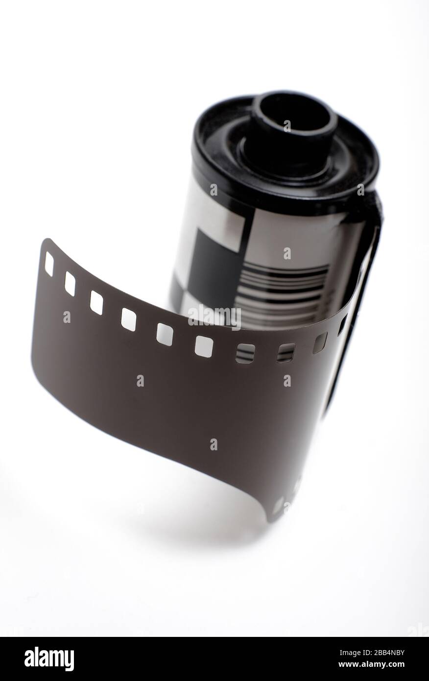 traditional roll of 35mm film on white background Stock Photo