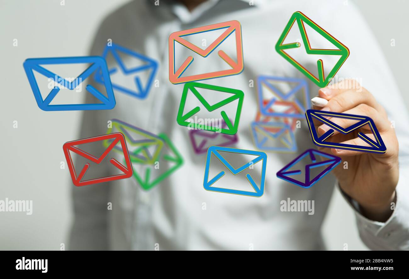 A Hand with an email icon 3d Stock Photo - Alamy