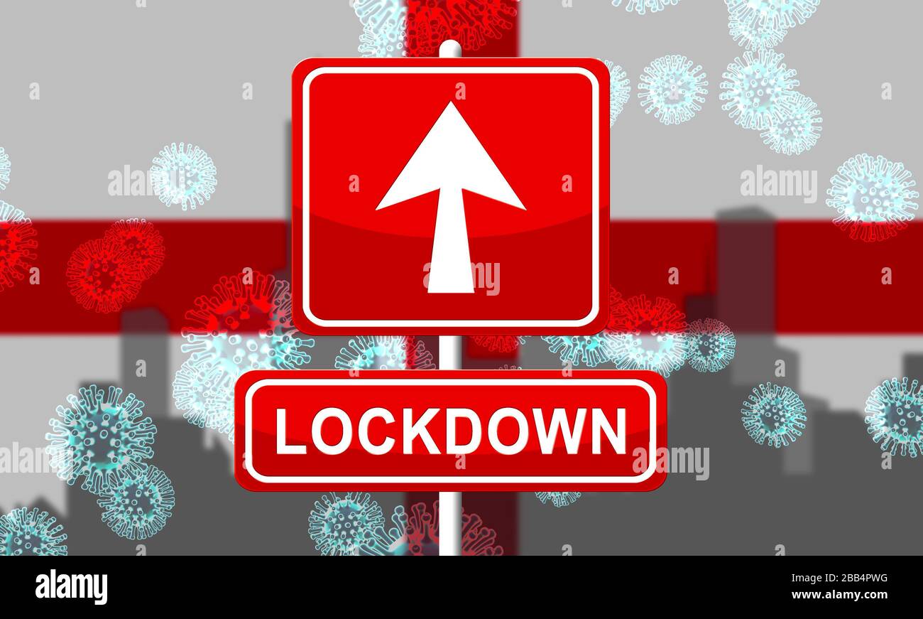 England lockdown confinement to prevent coronavirus spread or outbreak. Covid 19 English precaution to lock down virus infection - 3d Illustration Stock Photo