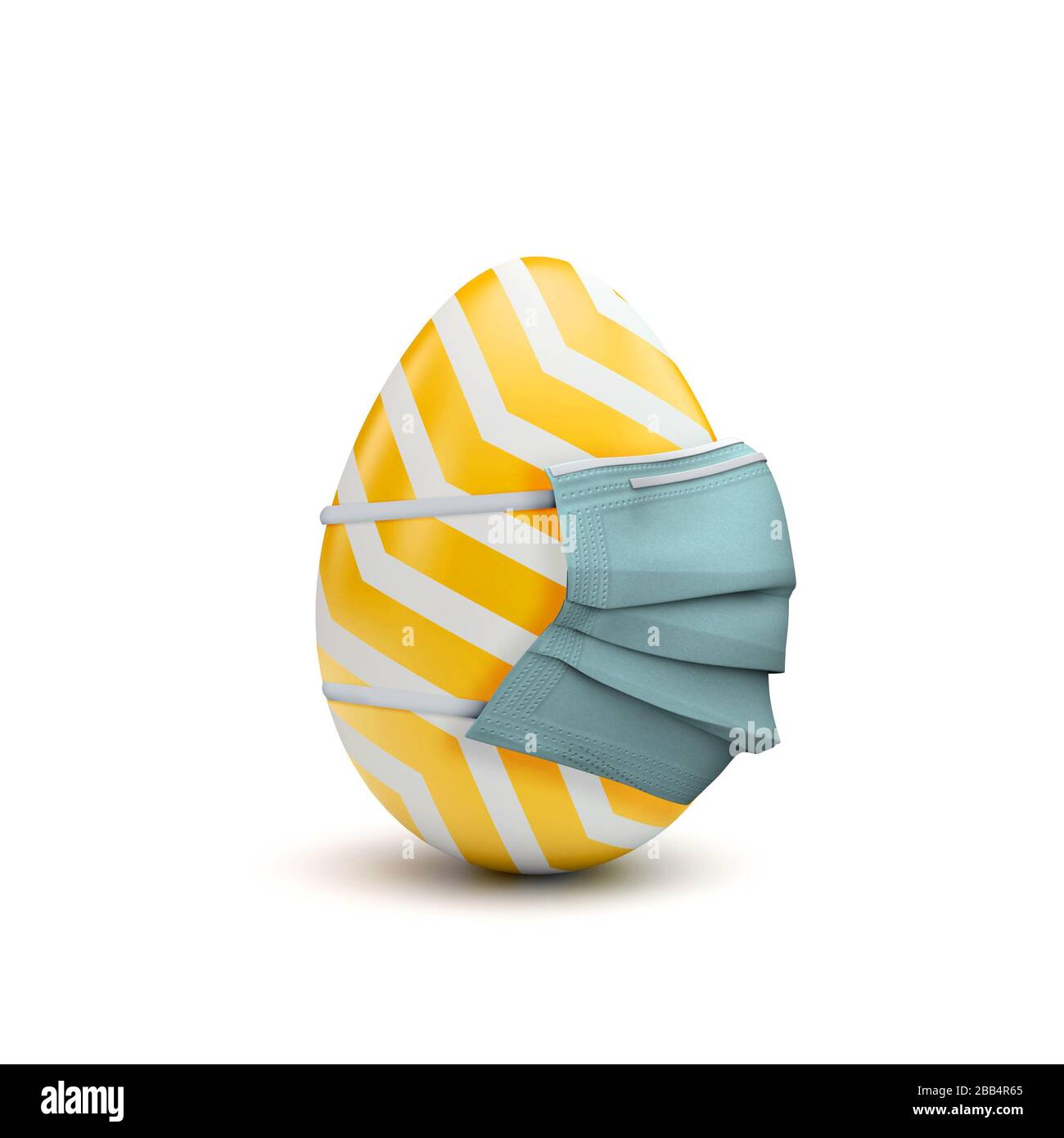 Easter egg wearing a surgical mask. Coronavirus easter concept. 3D Rendering Stock Photo