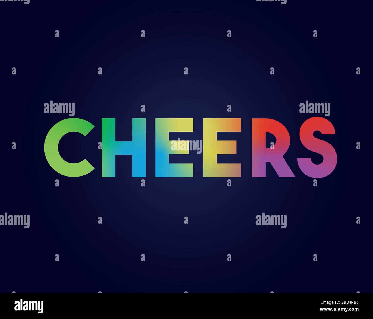 The isolated elegant rainbow gradient standard bold word CHEERS Stock