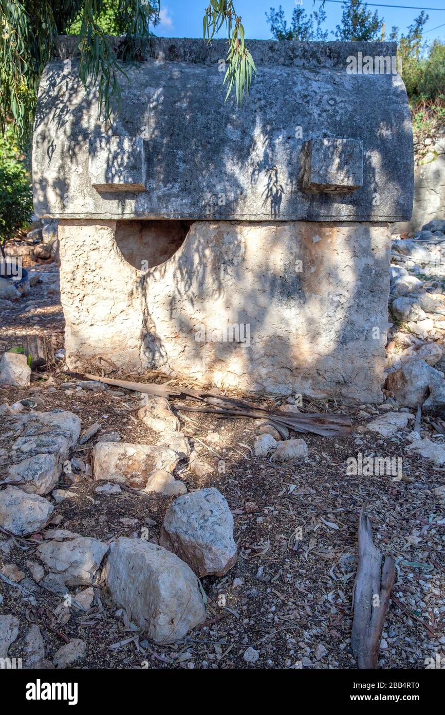 Lycian sarcophagus tombs with necroplis,kekova,turkey. Stock Photo