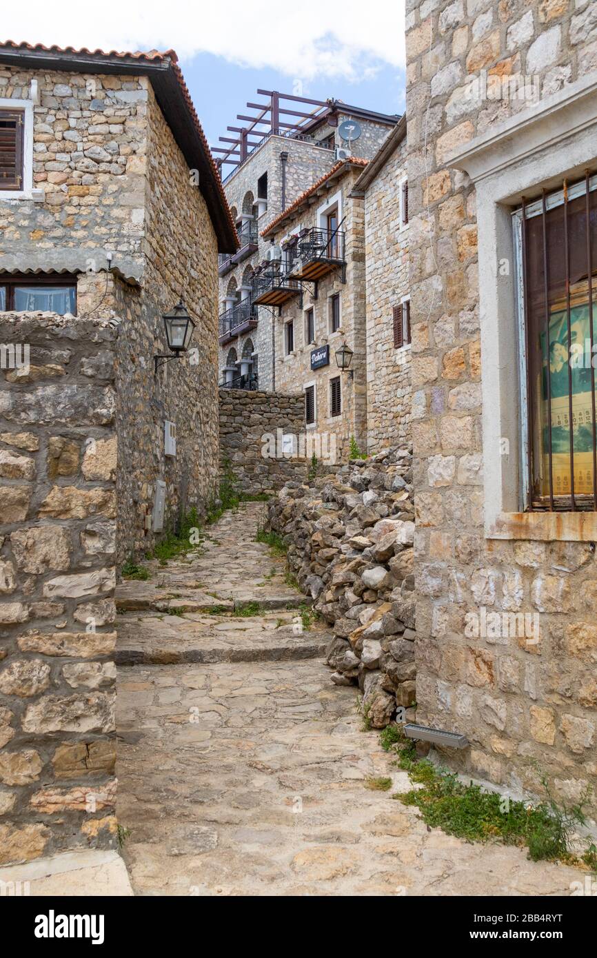 stone buildings Ulcinj old town, Montenegro Stock Photo