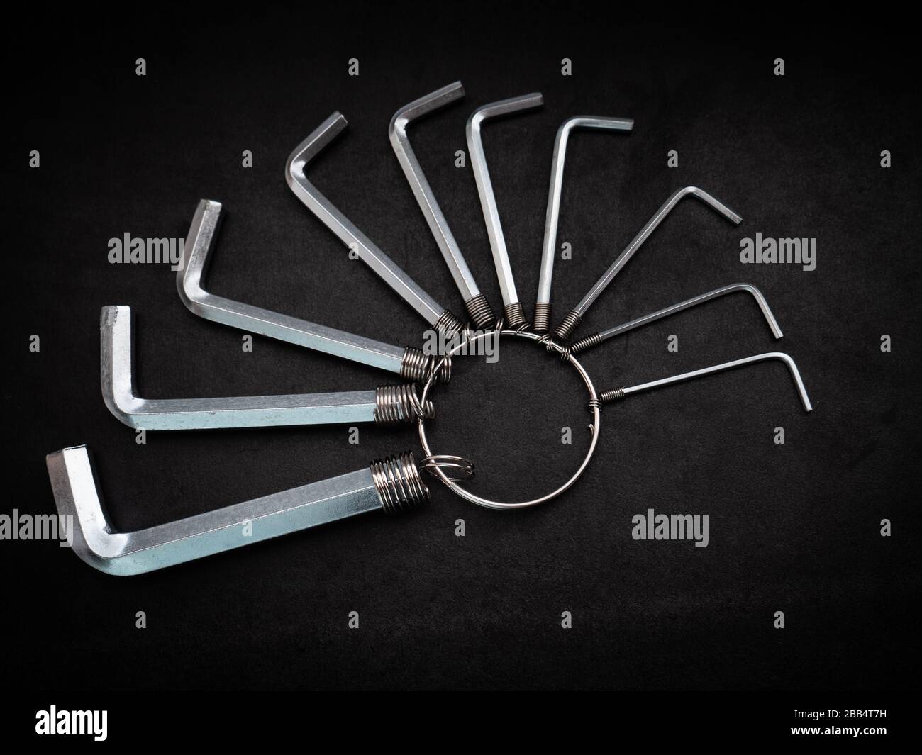 Lshaped hexagon wrench set on dark background Stock Photo Alamy
