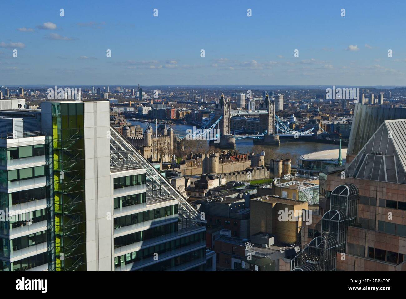 Wide panoramic view of City of London skyline looking across the ...