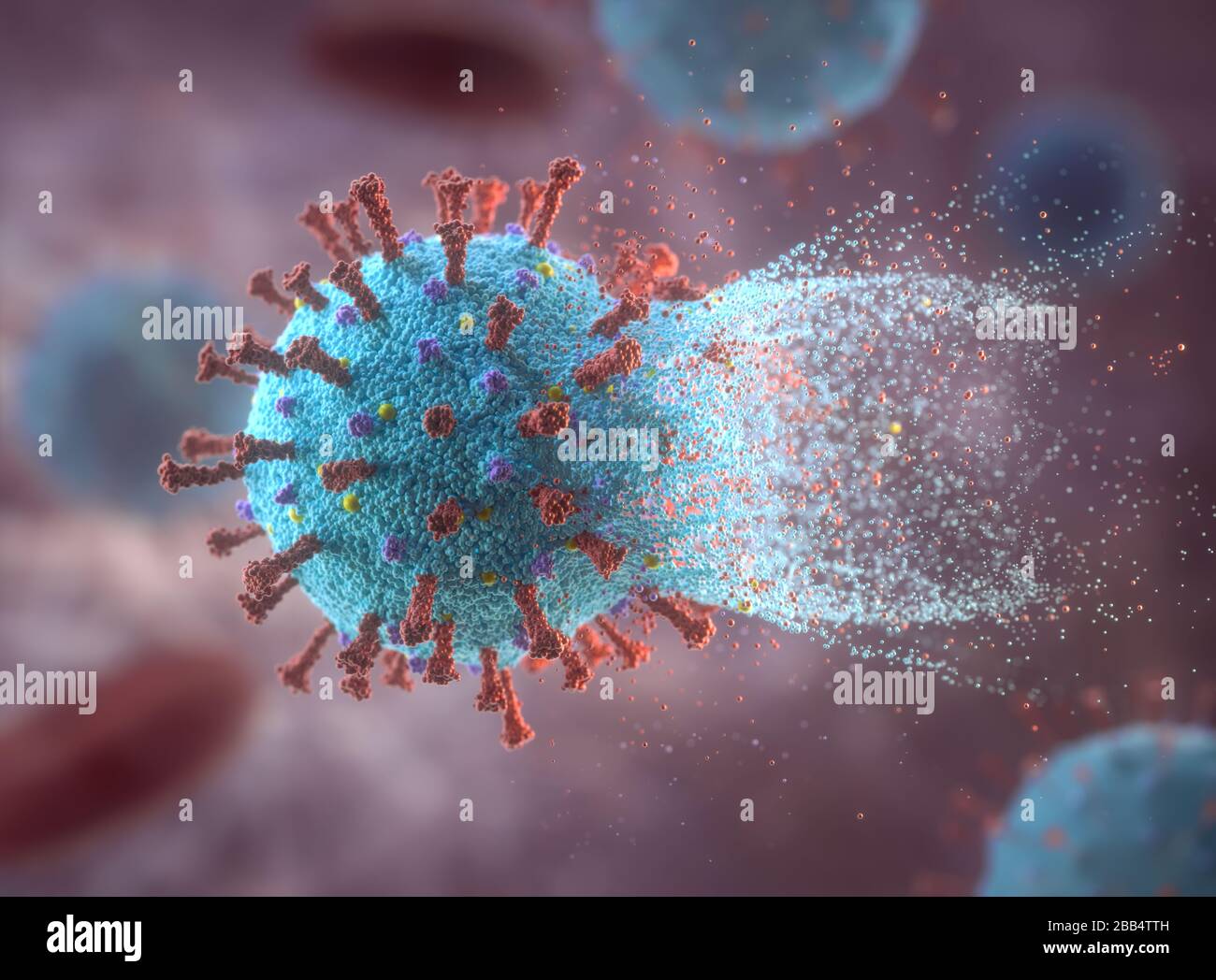 Concept image of the destruction of a virus. Vaccine and idea of prophylaxis, preventive healthcare. 3D illustration. Stock Photo