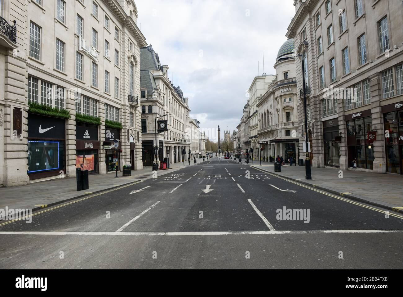 London, Corona Virus days, empty Lower regent Street Stock Photo