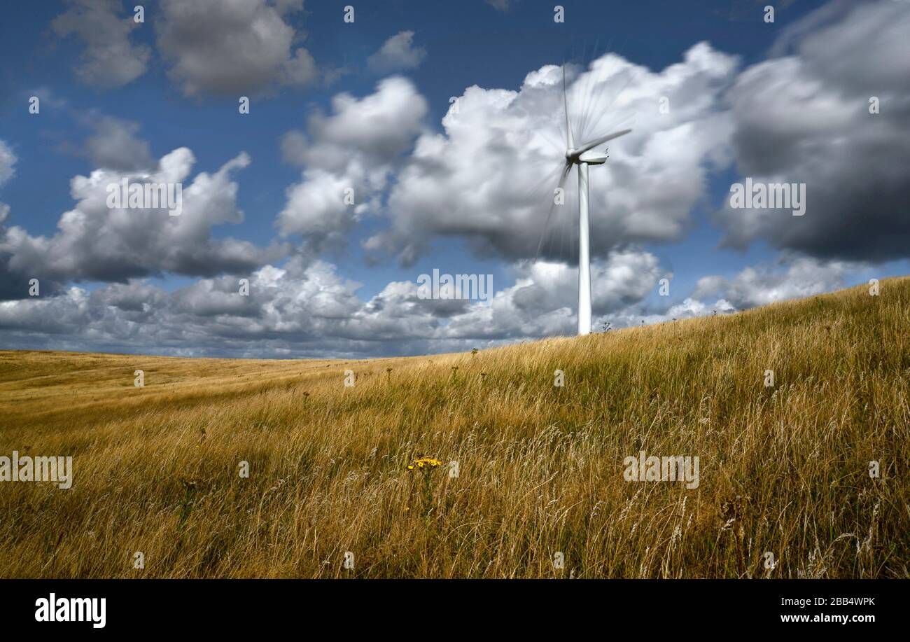 Wind Turbine at full tilt Stock Photo