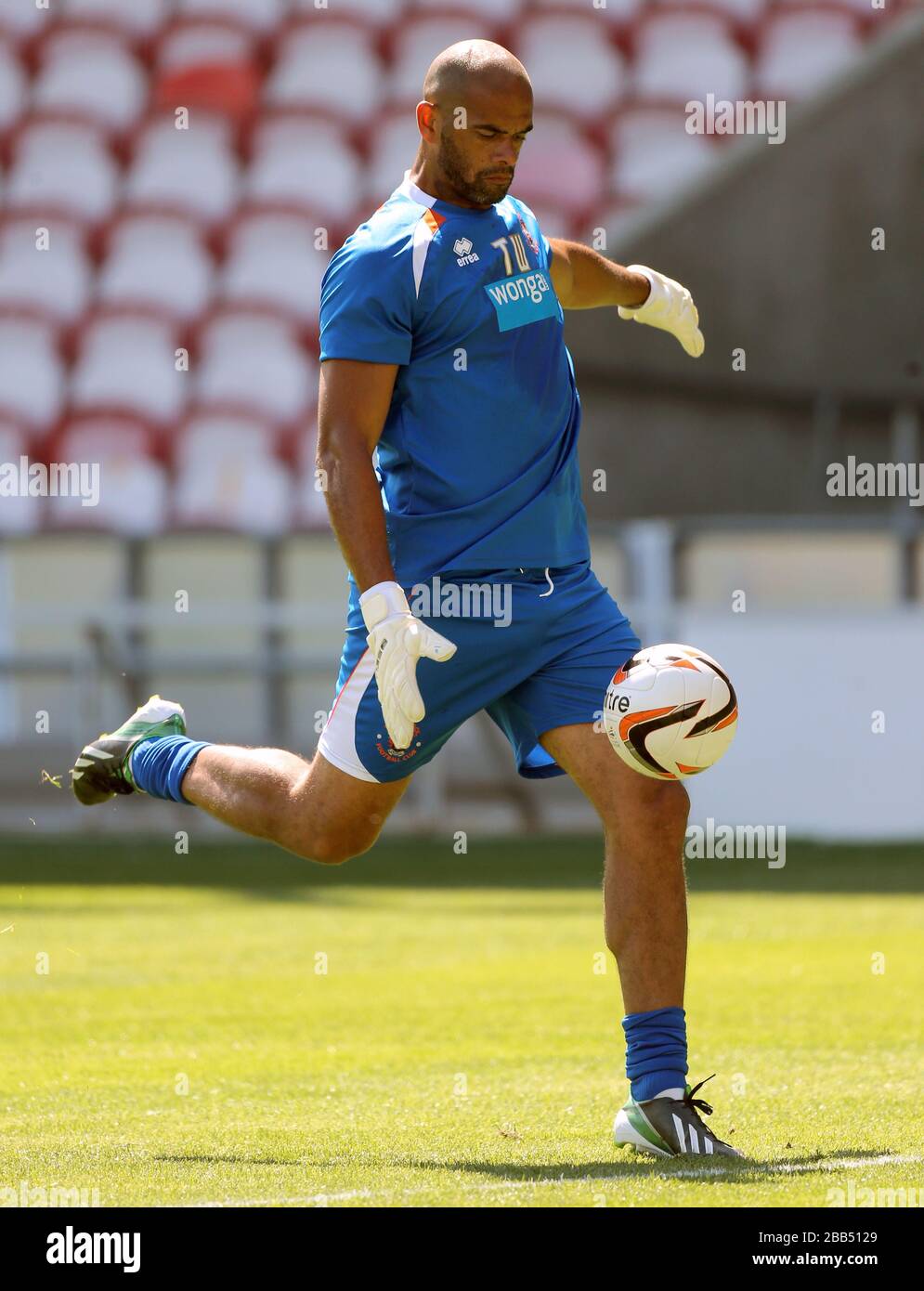 Blackpool's goalkeeper coach Tony Warner before game against Newcastle