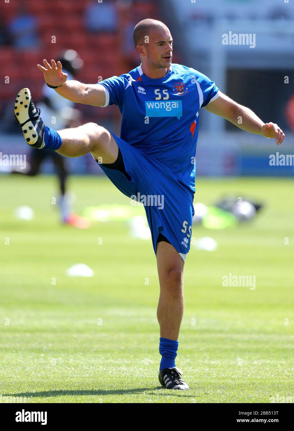 Blackpool's fitness coach Shaun Spencer before game against Newcastle