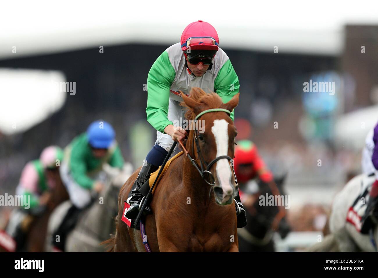 Valonia ridden by jockey Dane O'Neill wins the Markel Insurance Maiden Fillies' Stakes during day two of the 2013 Glorious Goodwood Festival at Goodwood Racecourse Stock Photo