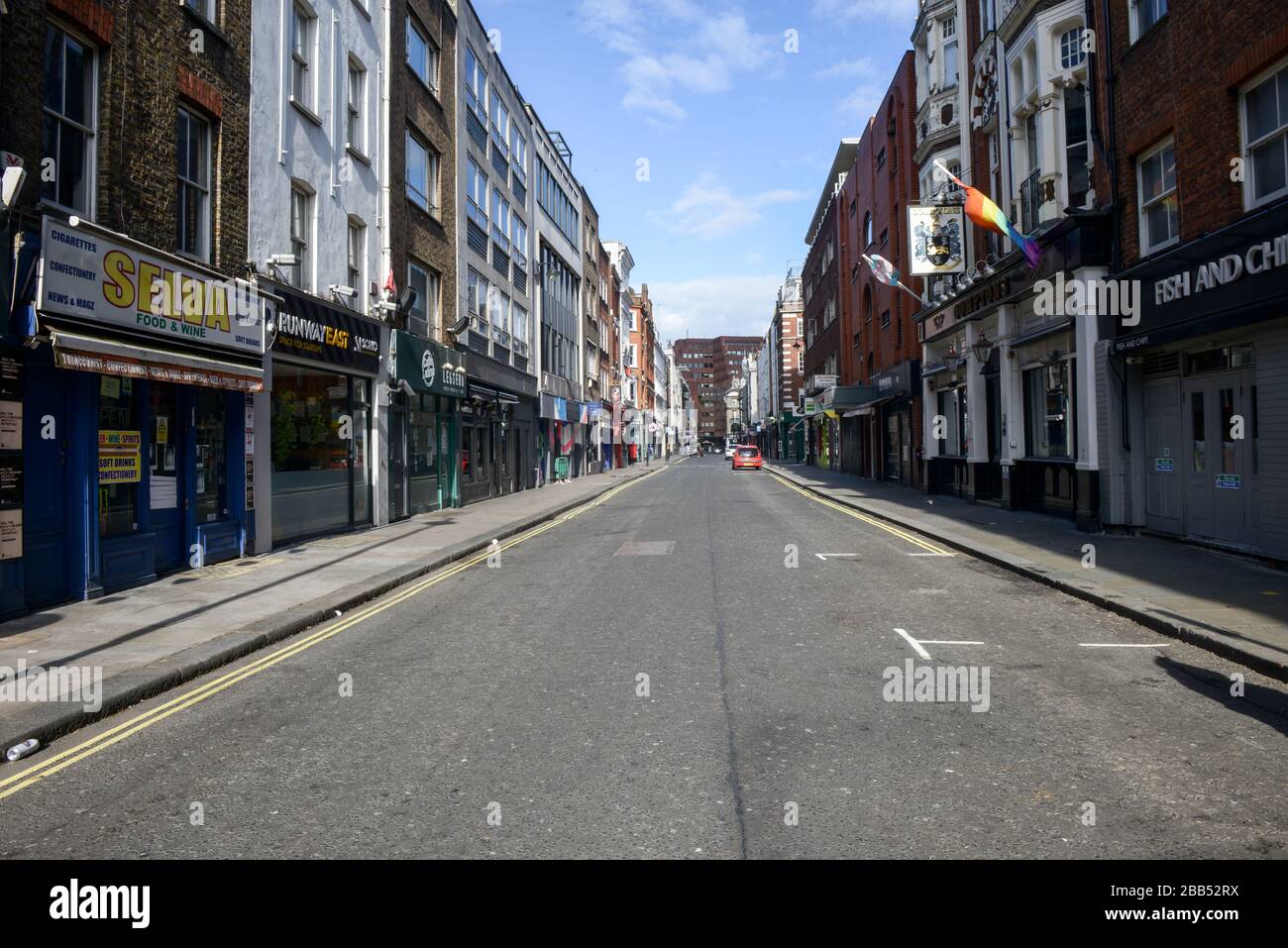 London, Corona Virus days, empty Soho streets Stock Photo