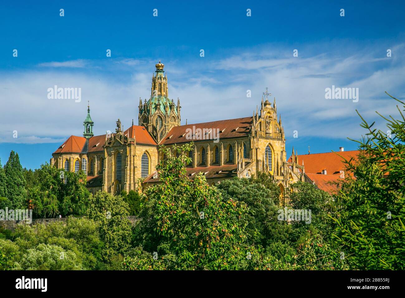 Monumental monastery of Benedictines in Kladruby, Czech Republic, Europe from 12th century standing on hill, includes church of All Saints. Stock Photo