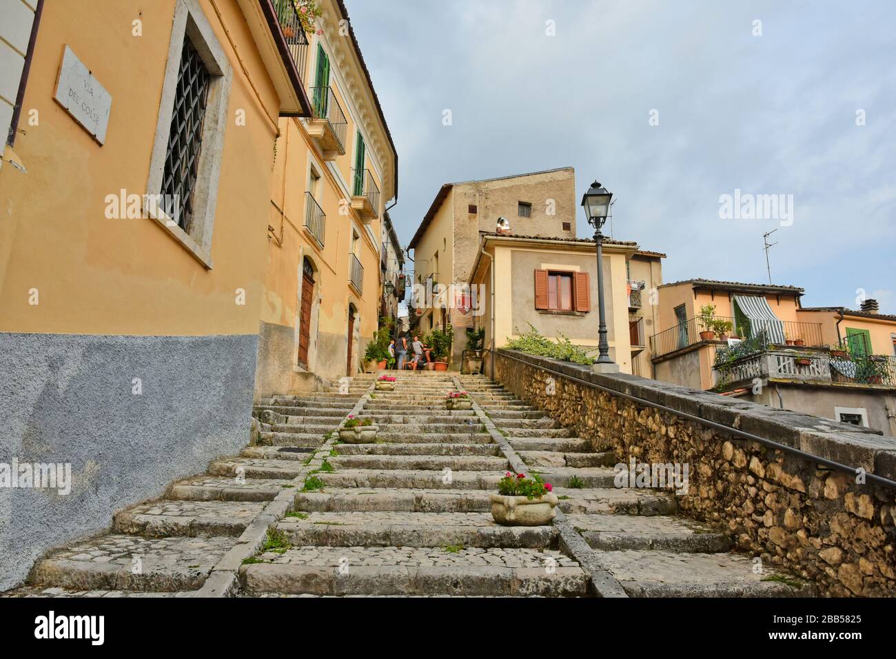 Pacentro, Italy. A narrow street between the old houses of a medieval