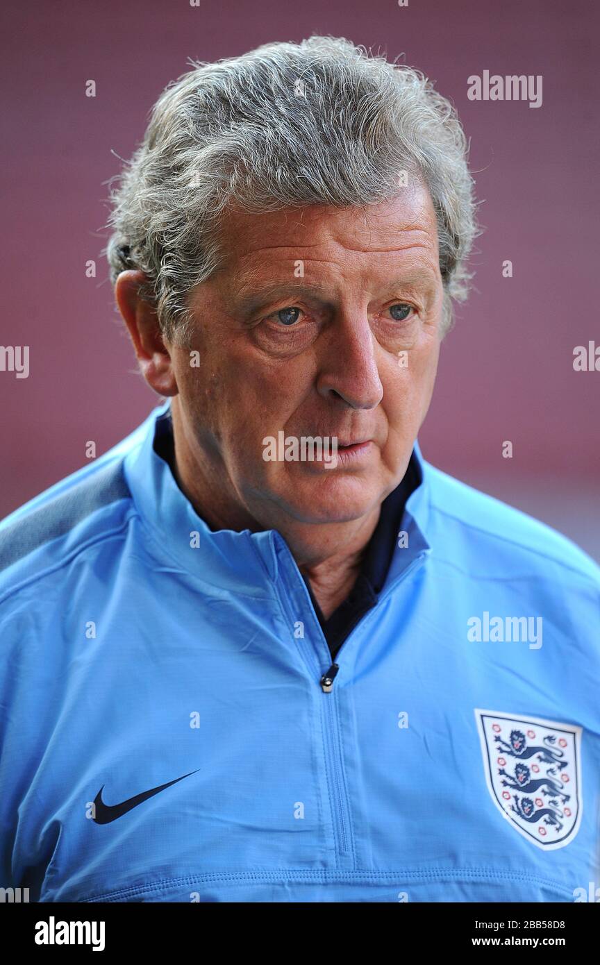 England's senior team manager Roy Hodgson prior to kick-off Stock Photo