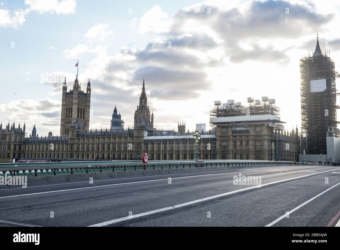 Westminster bridge with Parliament in the background,London, Corona Virus days Stock Photo