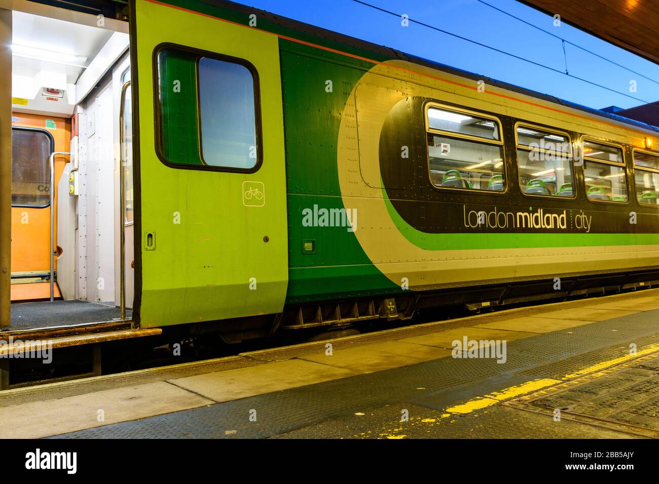 Early morning London Midland service waiting to leave Coventry railway