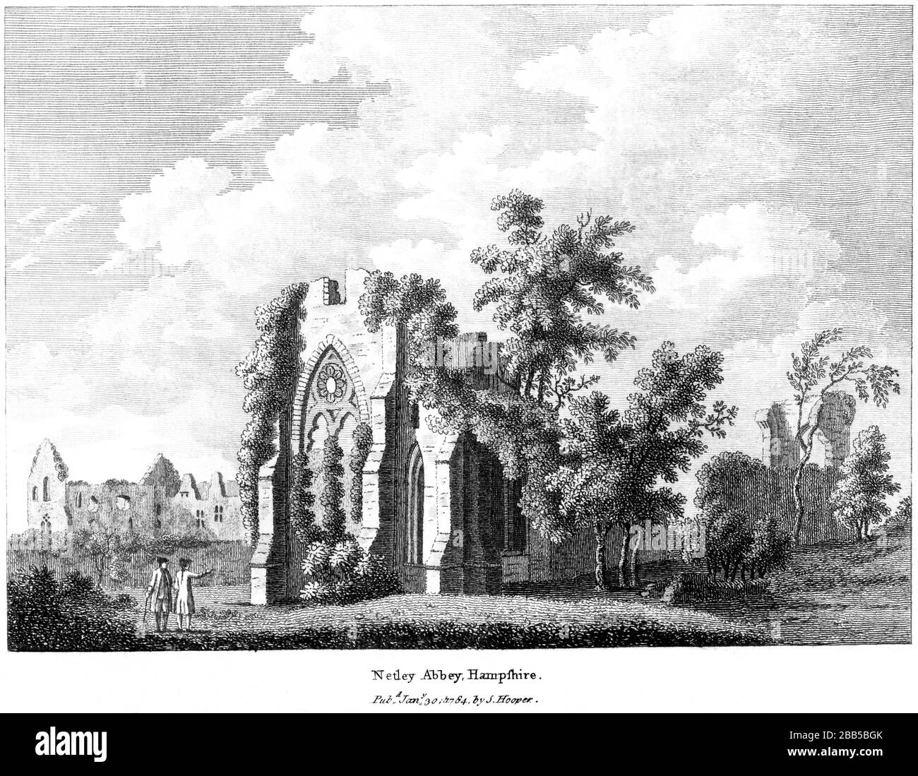 An engraving of Netley Abbey Hampshire 1784 scanned at high resolution from a book published around 1786. Believed copyright free. Stock Photo