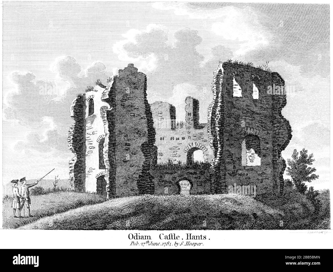 An engraving of Odiam (Odiham) Castle Hants 1784 scanned at high resolution from a book published around 1786. Believed copyright free. Stock Photo