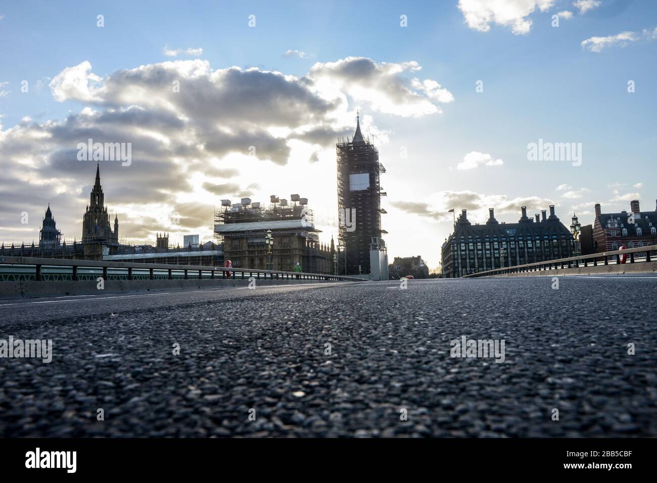 Westminster bridge with Parliament in the background,London, Corona Virus days Stock Photo