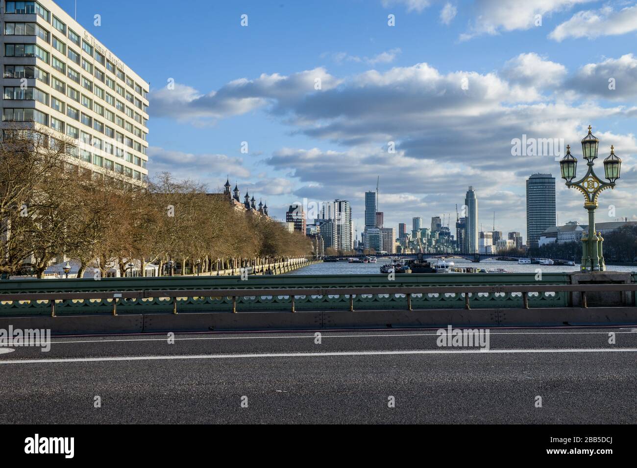 Westminster bridge, St. Thomas Hospital, London, Corona Virus days Stock Photo