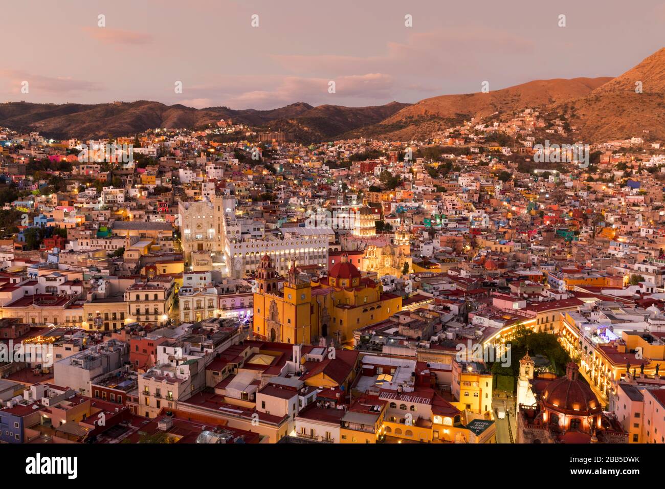 Mexico, Guanajuato skyline as viewed from Monumento a El Pïpila. Guanajuato, a UNESCO world heritage site Stock Photo