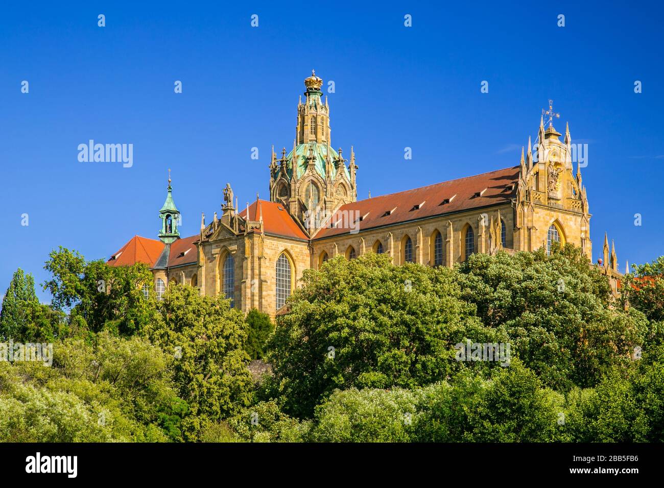 Monumental monastery of Benedictines in Kladruby, Czech Republic, Europe from 12th century standing on hill, includes church of All Saints. Stock Photo