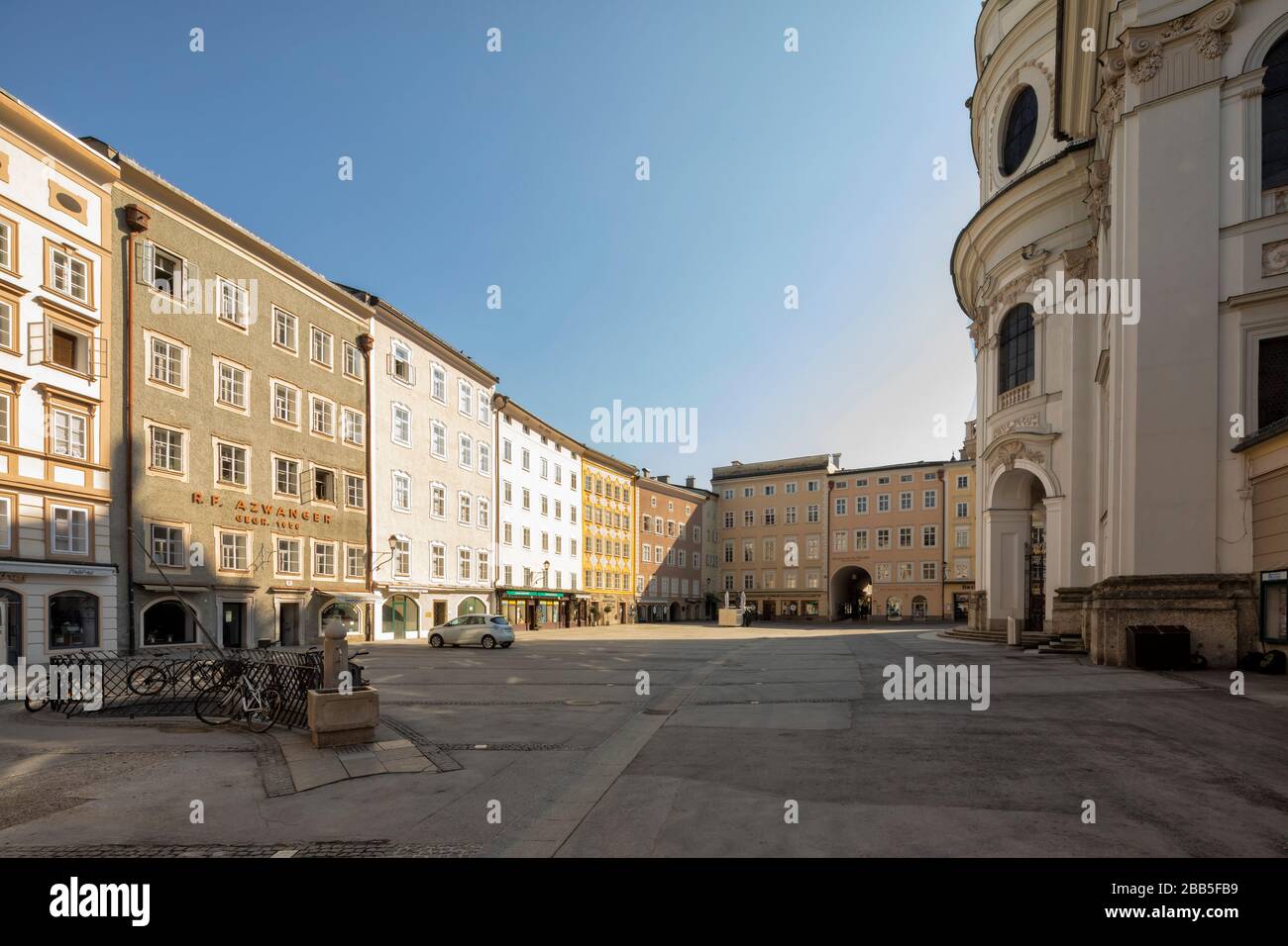 Universitätplatz Salzburg empty during coronavirus pandemic Stock Photo