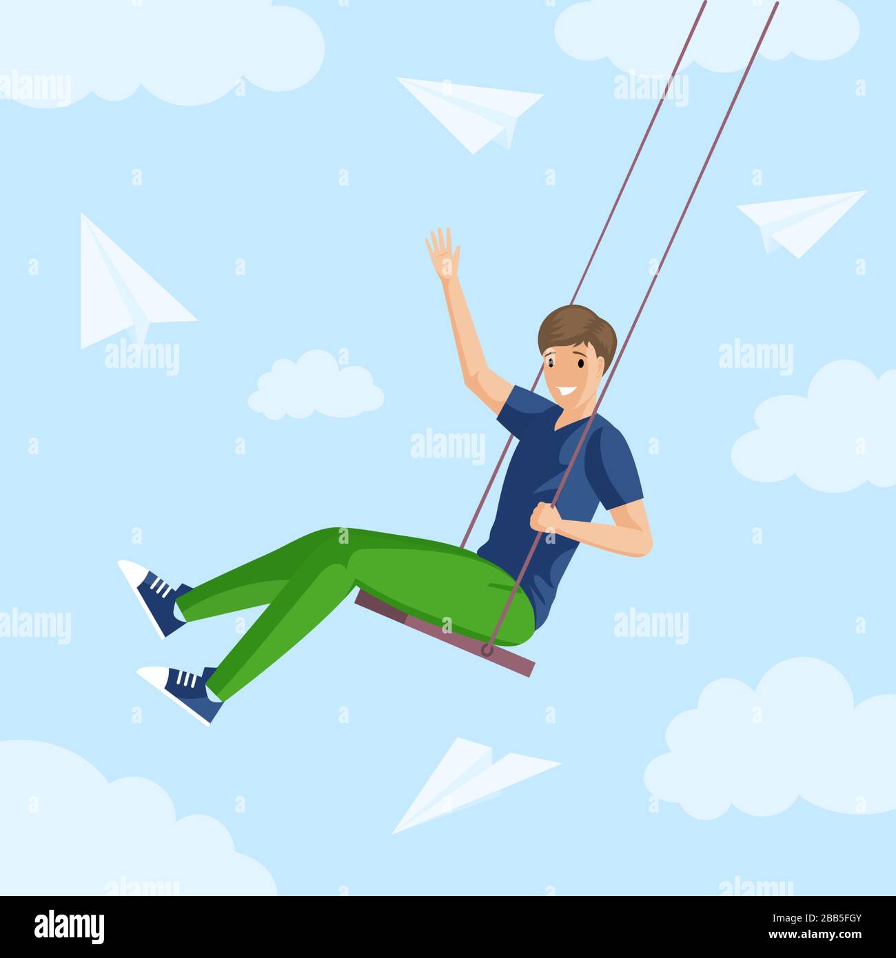 Boy playing paper plane in Stock Vector Images - Alamy