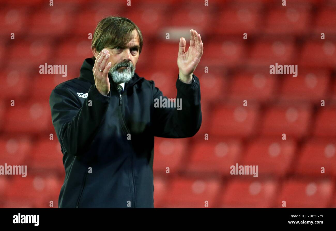 Derby County manager Phillip Cocu applauds the fans after the final ...