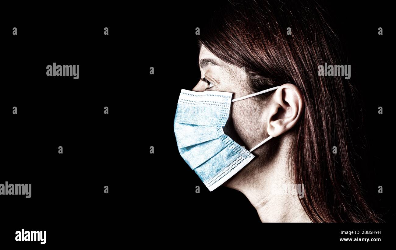 Threat biological hazard profile side side view black white hi-res ...