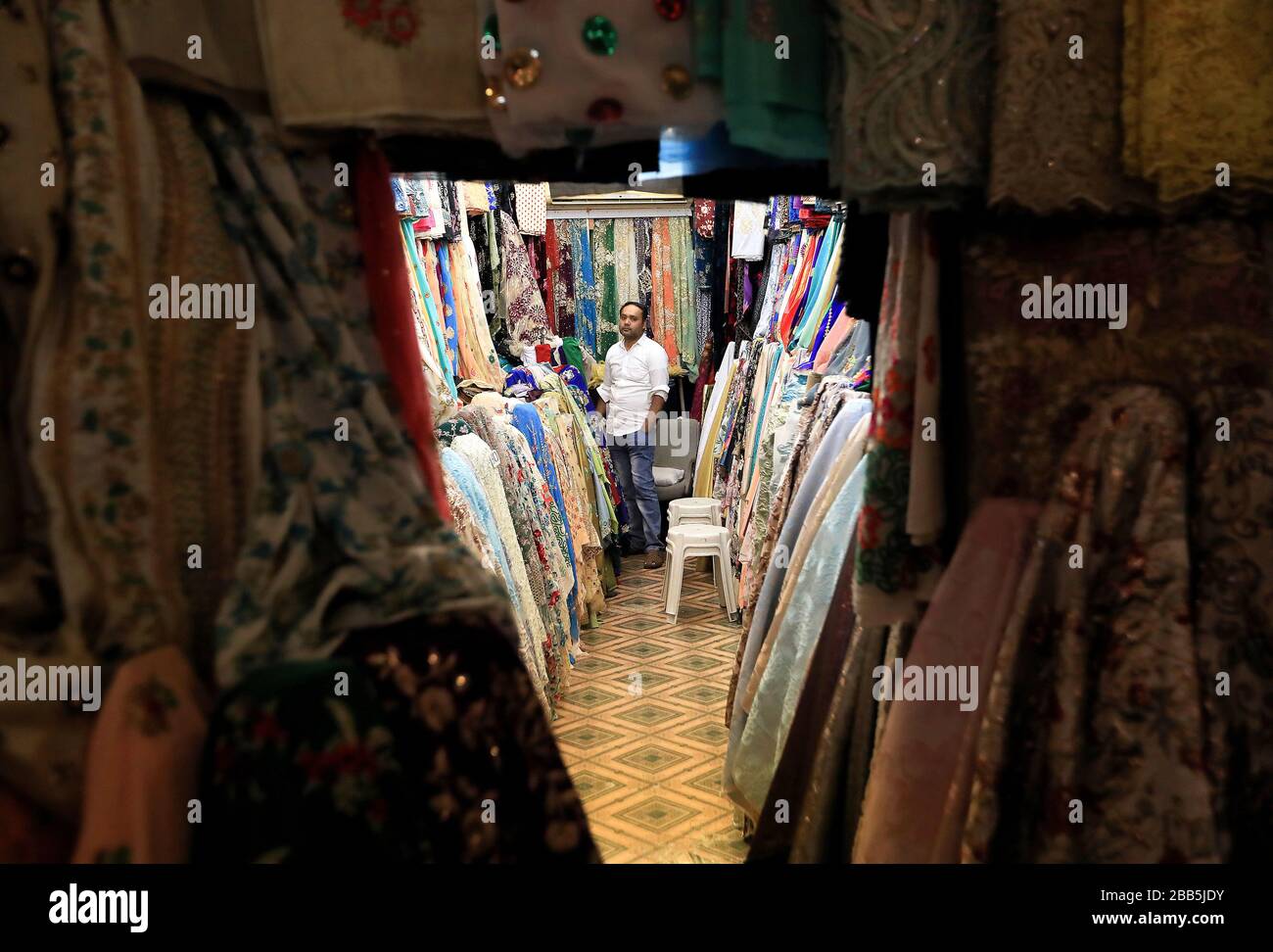 A shop selling fabric and clothes in Doha, Qatar Stock Photo Alamy